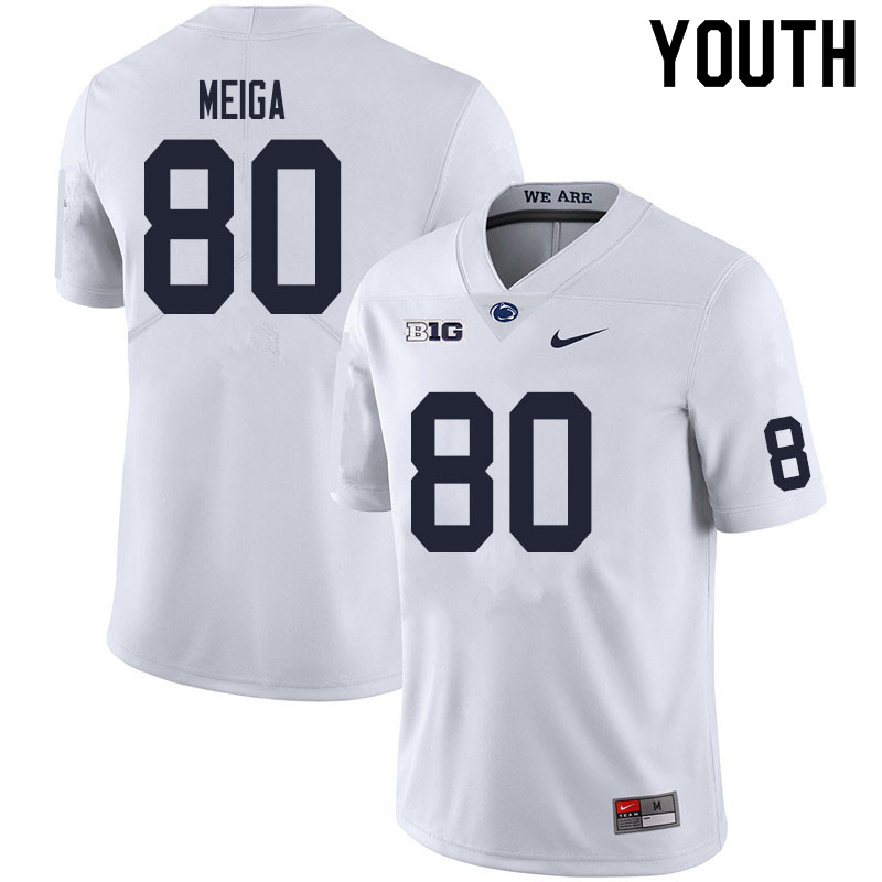 Youth #80 Malick Meiga Penn State Nittany Lions College Football Jerseys Sale-White